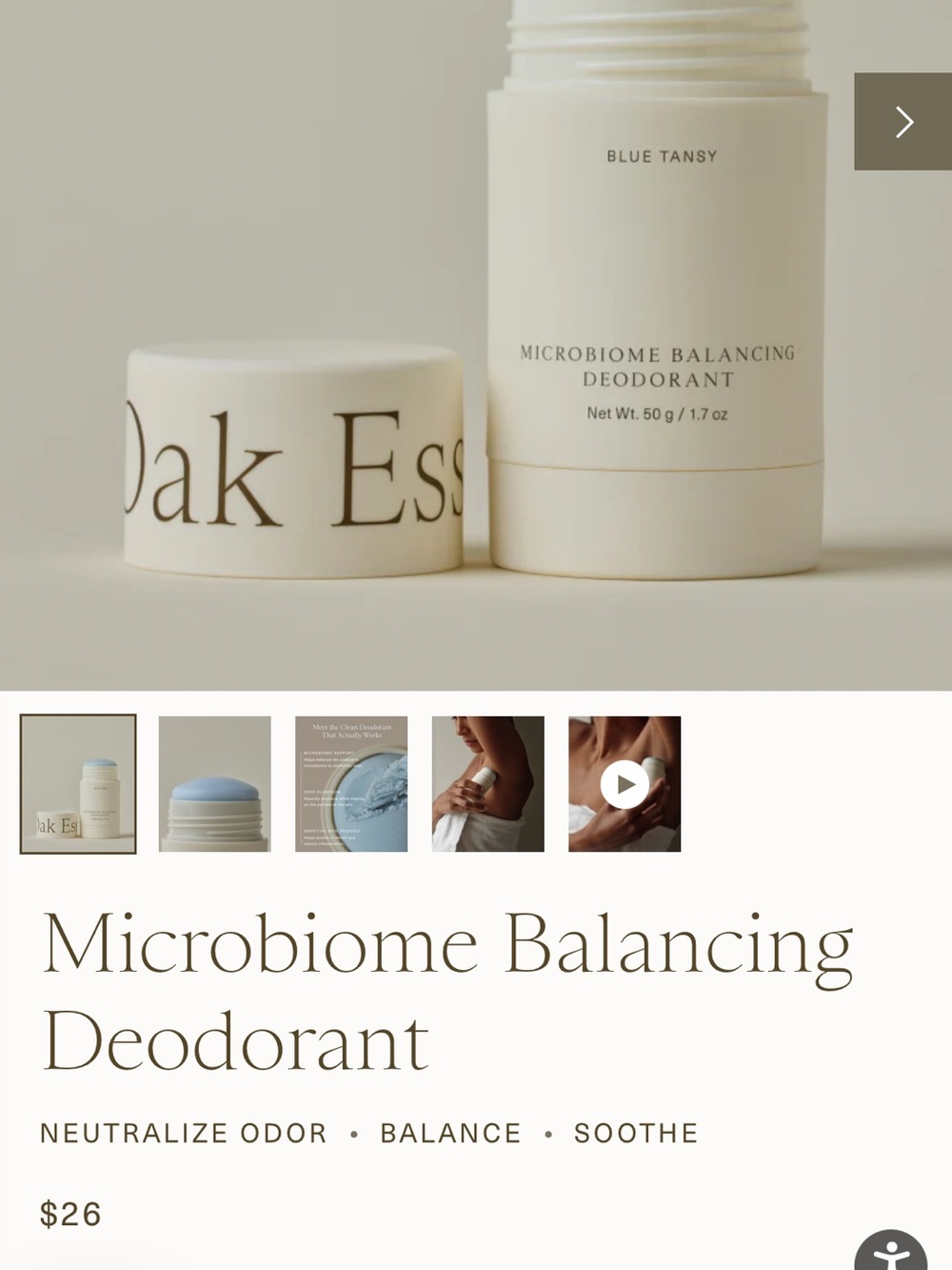 Oak Essentials Microbiome Balancing Deodorant - Blue Tansy - Picture 5 of 5